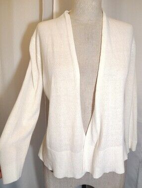 CeCe Cardigan Sweater, Women  Ivory, Open, 3/4 Sleeve Cropped, XS